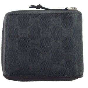 GUCCI Bifold Wallet Black gold Women 141850 Authentic secondhand